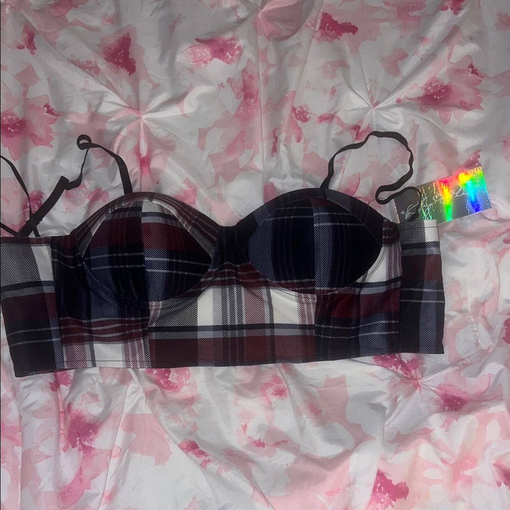 Rainbow Black and White Longline Bra with Structured Cups